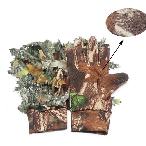 Camouflage leaf pattern hunting gloves